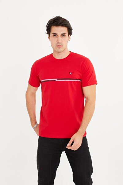 Rey Polo Crew Neck Stripe Detailed Basic T-Shirt