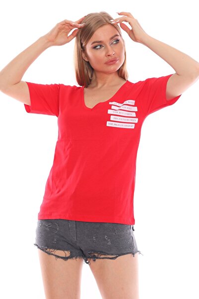 Alışveriş Sokağı Γυναικείο T-Shirt με φαρδιά λαιμόκοψη κειμένου