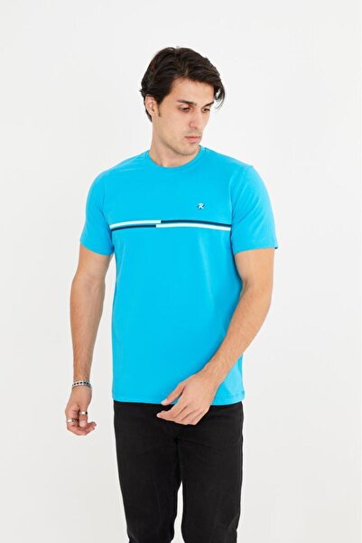 Rey Polo Crew Neck Stripe Detailed Basic T-Shirt