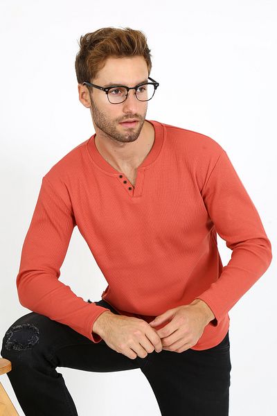 UOMOPARK - 5524 NEW SEASON V CUT BUTTONED CASE Pullover