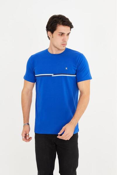 Rey Polo Crew Neck Stripe Detailed Basic T-Shirt
