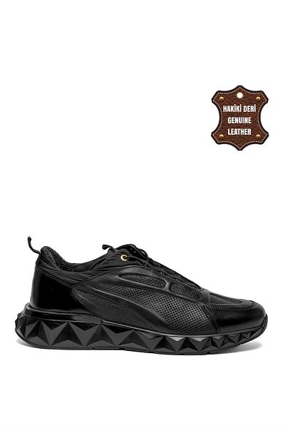 MARCOMEN 18489 Men's Genuine Leather Casual Shoes Black