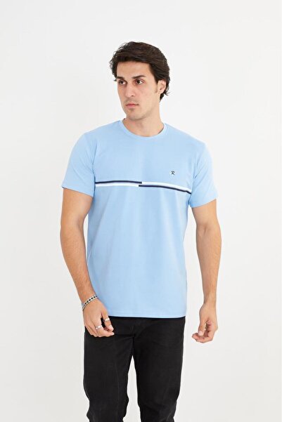 Rey Polo Crew Neck Stripe Detailed Basic T-Shirt