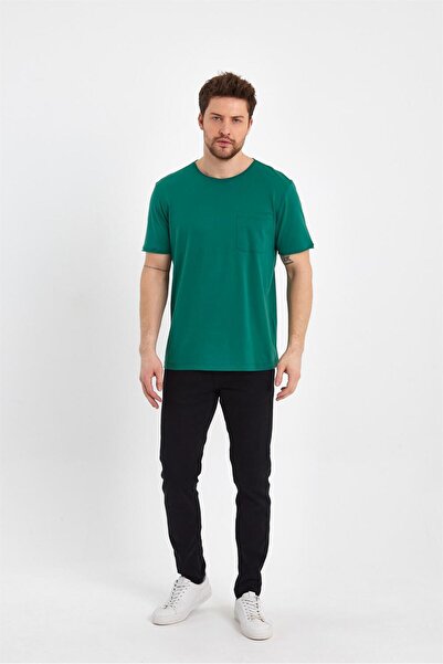 VENA Μπλουζάκι Simon με λαιμόκοψη με λεπτομέρεια τσέπης - Forest