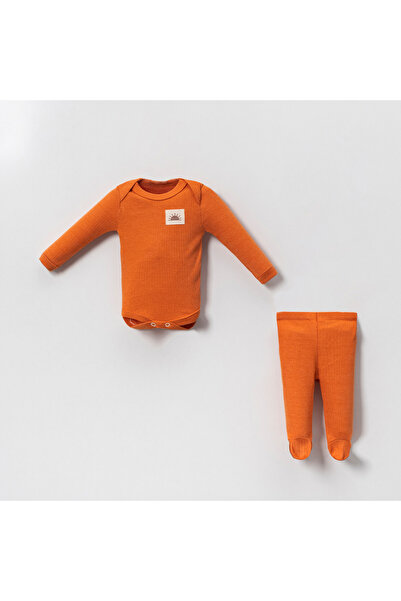 Bubito Sun Patterned Combed Cotton Baby 3-Piece Bottom and Top Set, Mixed Colors