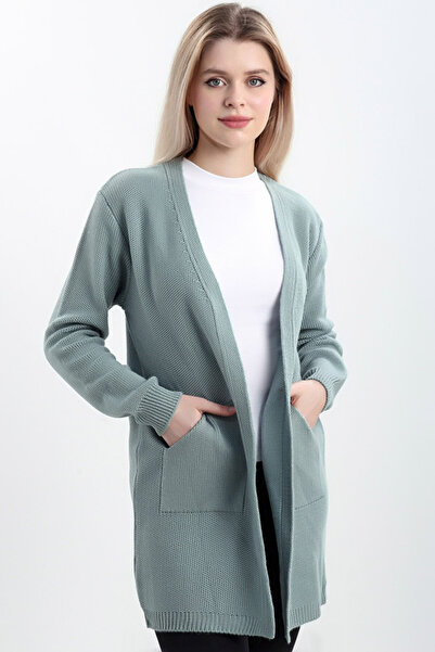 CoolLook Cardigan tricotat cu decolteu în V, cu mâneci lungi, fără închidere,...