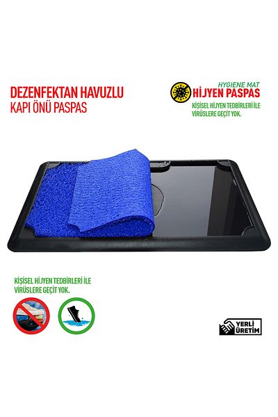 OLUNCA Pool Curly Door Front Hygiene Mat 45X70 cm - Blue