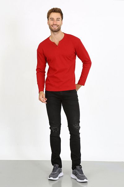 UOMOPARK 5524 NEW SEASON V CUT BUTTONED CASE Pullover