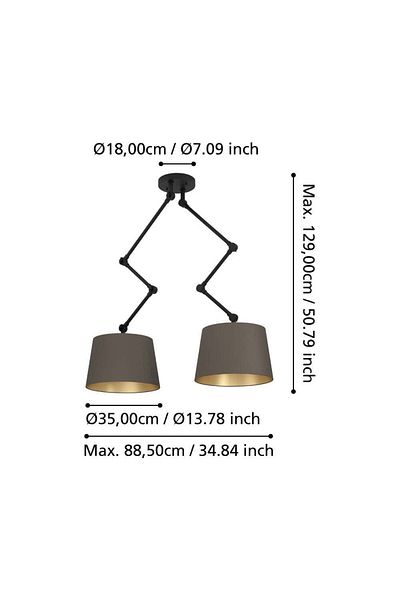 Eglo 390199   Indoor " Pıstunıo " Black Color Cast Steel Ceiling Lamp Ip20 E27 Max: 2X40W Height: 129