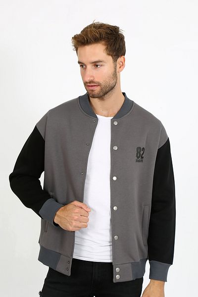 UOMOPARK 5325 SPECIAL COLLECTION SOFT TEXTURED, SPORTS COLLEGE CARDIGAN WITH FENCE DETAIL