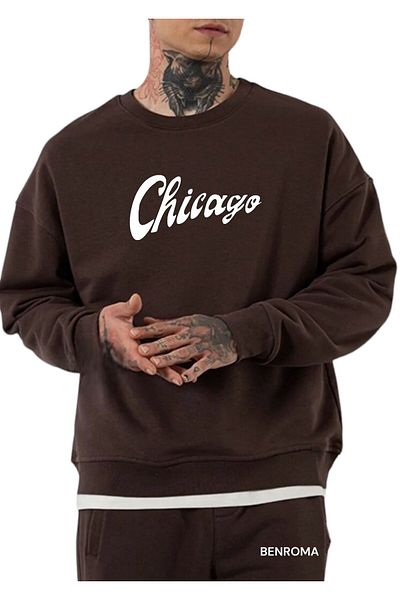 BENROMA Unisex Chicago Printed Crew Neck Sweat