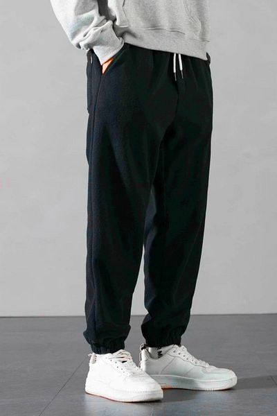 GENIUS STORE Polar Fabric Oversize Navy Blue Men's Sweatpants Oversize Sweatpants
