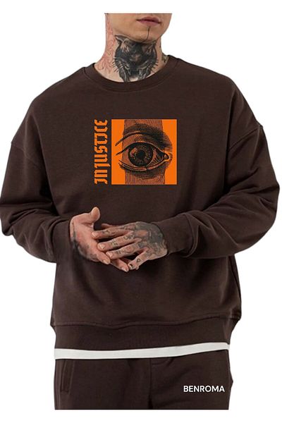 BENROMA Unisex Eye Printed Crew Neck Sweat