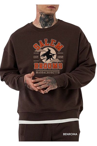 BENROMA Unisex Salem Printed Crew Neck Sweat