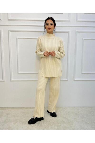 ossons Krem Uzun Triko Alt Üst Takım