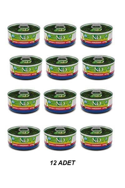 N&D Prime Kitten Tavuk Etli ve Narlı Yavru Kedi Konservesi 70 gr * 12 ADET