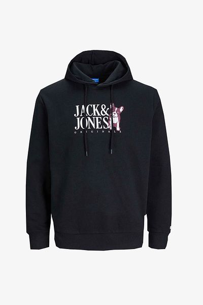 Jack & Jones سترة Jorbeware Sweat Hood Fst للرجال باللون الأسود12244219-أسود