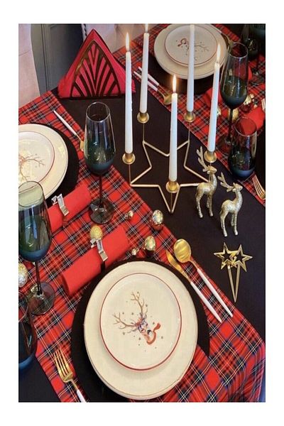 BELMOD Red New Year New Year Scottish Plaid Runner 45*170cm