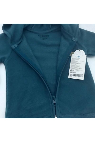 Aydodo Teddy Bear Patterned Zippered Hooded Fleece Cardigan