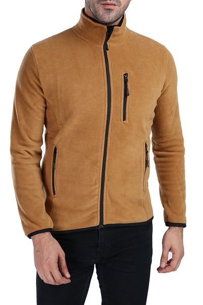 GHASSY CO. Men's Brown Full Zipper Fleece Jacket