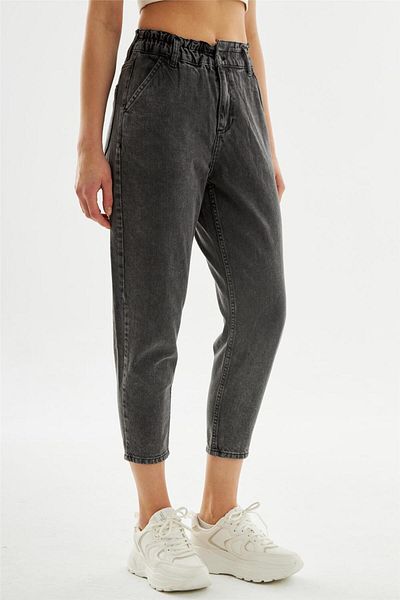 EXPLODE Anthracite Γυναικείο Mom Fit Jean Παντελόνι - Ελαστική μέση