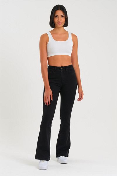 EXPLODE - Γυναικείο Μαύρο Lycra High Waist Flare Jeans Μαύρο