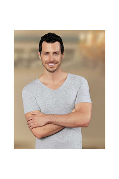 GÜMÜŞ Silver-Short Sleeve V-Neck Men's Undershirt (Pack of 6)