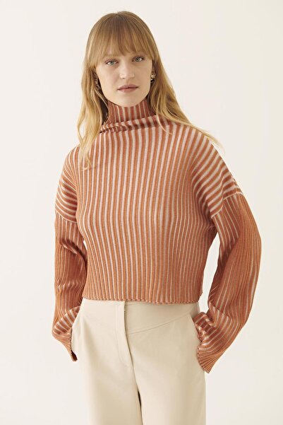 Perspective İllas Ecru Cinnamon Color Women's Knitwear Blouse