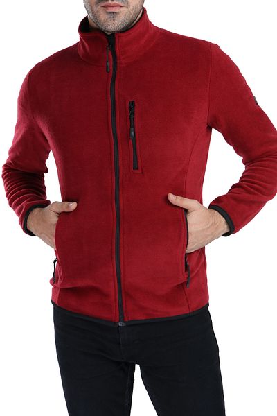 GHASSY CO. Men's Burgundy Full Zipper Fleece Jacket