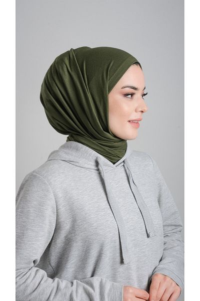 HÜRREM BONE Khaki Practical Ready-made Interlocking Shawl Viscose Fabric Combed Cotton Shawl 2108_09