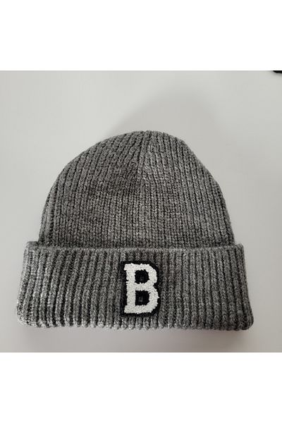 initialess Mohair Folded Wool Beret with Letter B