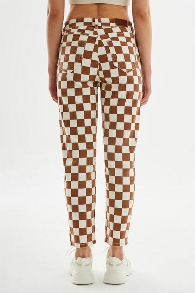 EXPLODE - Kadın Mom Fit Jean Pantolon Kahverengi