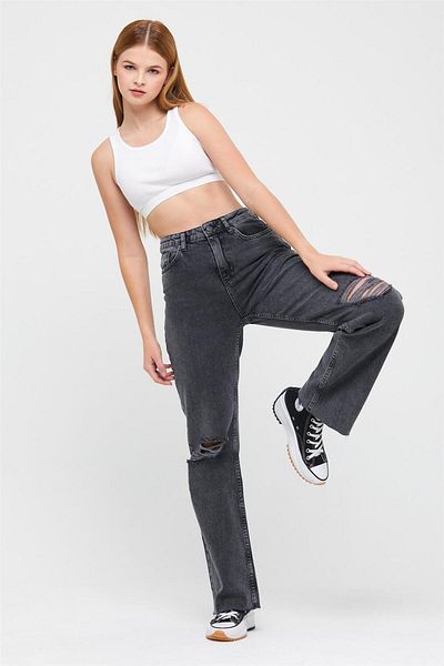 EXPLODE - Women's Boyfriend Series Ripped Jeans Black
