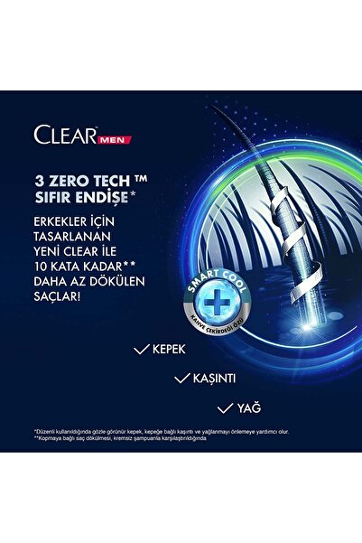 Clear Men Kepeğe Karşı Etkili Şampuan Cool Sport Menthol Ferahlatıcı Mentol Etkisi 350 ml 2 Adet