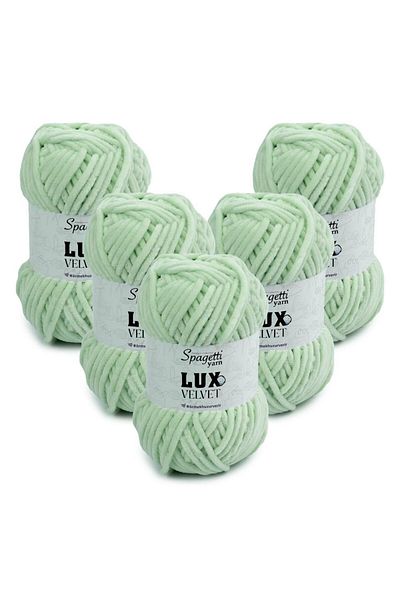 Spagettiyarn Lux Velvet 5 τεμαχίων Water Green Πλεκτό Χέρι