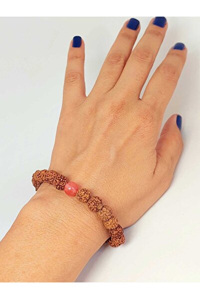 Yasamtohumu Βραχιόλι Unisex 8mm Rose Quartz Stone Rudraksha