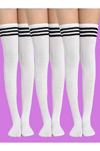 Trenderrs Βαμβακερές κάλτσες πάνω από το γόνατο σετ 3 τεμ