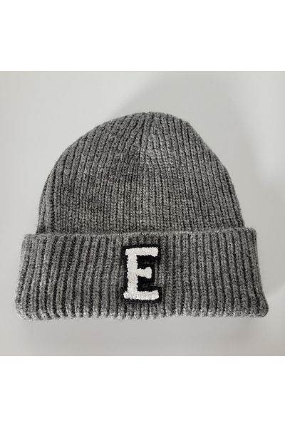 initialess Mohair Folded Wool Beret with Letter E