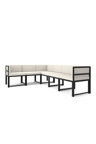 Wood House Parla 6'lı Köşe Koltuk Takımı Bej (MUTFAK,BAHÇE,BALKON,OTURMA ODASI)