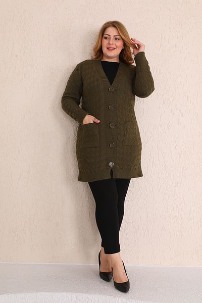 Aylin DAYBOĞLU BEBE COLLAR BUTTONED POCKET STEEL KNITTED CARDIGAN