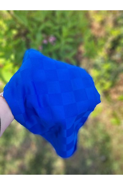 FRESCO SCARFS Γυναικείο χιτζάμπ Μεταξένιο βαμβακερό ζακάρ σάλι*σακς μπλε
