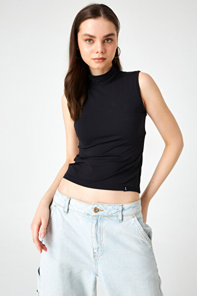 Bipantolon Women's Black Sleeveless Soft Touch Basic Blouse