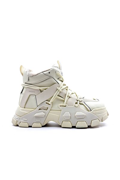 Guja Kalın Tabanlı Bilekli İçi Kürklü Bej Sneaker Ayakkabı