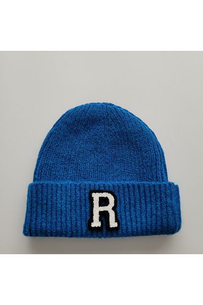initialess Beretă din lână Mohair cu litera R