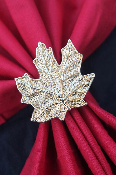 Emtory Home 6 Pieces Gold Vintage Plane Leaf Metal Napkin Ring - Napkin Ring