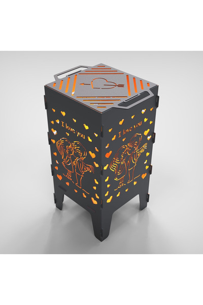 ARVALLI Ateş Çukuru ve Portatif mangal Dört Tarafı Desenli Taşınabilir da