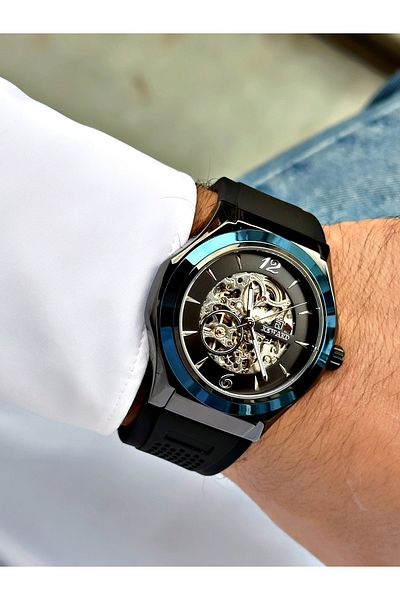 Reward Black Color Silicone Automatic Business Skeleton Model Men's Wristwatch + BRACELET WITH GIFT