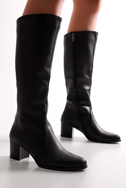 Shoeberry Dámské boty na podpatku Anna Black Skin Black Skin