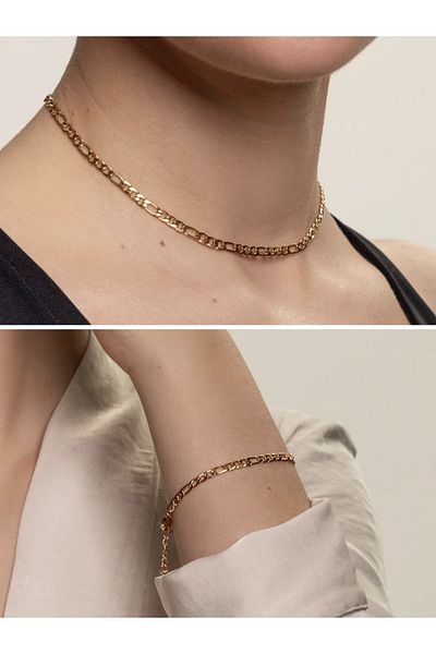 CAPO by Aytaç Yamaç Figaro Necklace Bracelet Set Steel Chain Set