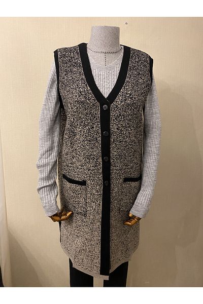 TEK Vestă tânără cu model dublu culoare / nurcă neagră
